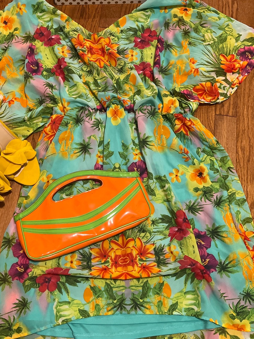 ' Floral Tropical Blue Beach Dress